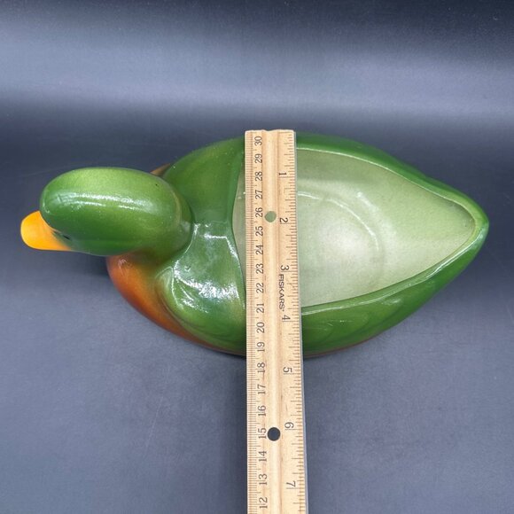 Vintage Duck Planter Catch All Caddy Green Brown Lodge Cabin Decor Ceramic Retro - Picture 10 of 10